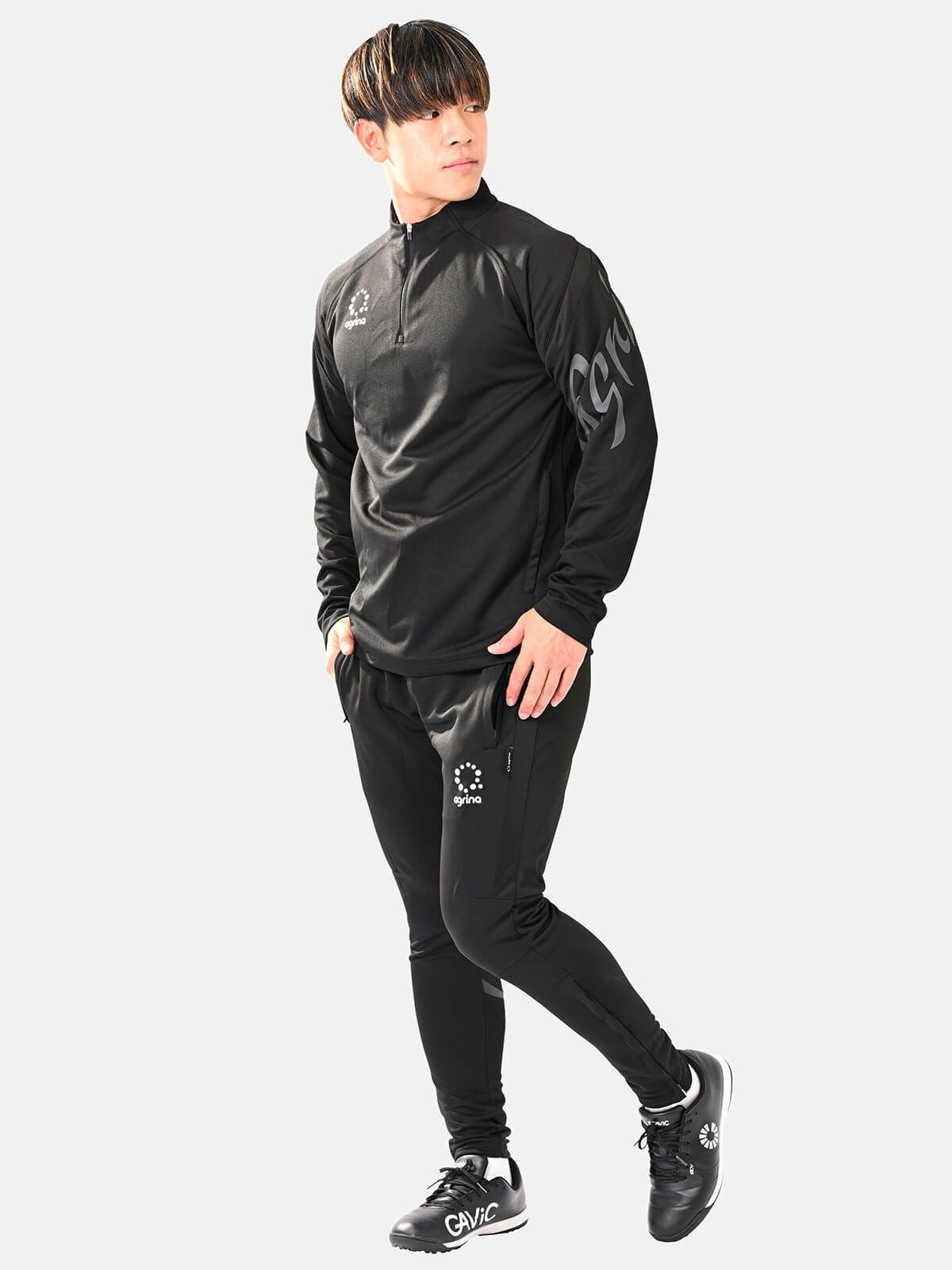 BRIEFING ブラックハーフジップ 上下セット ディセノハーフジップトレーニングジャージトップ上下セット Black