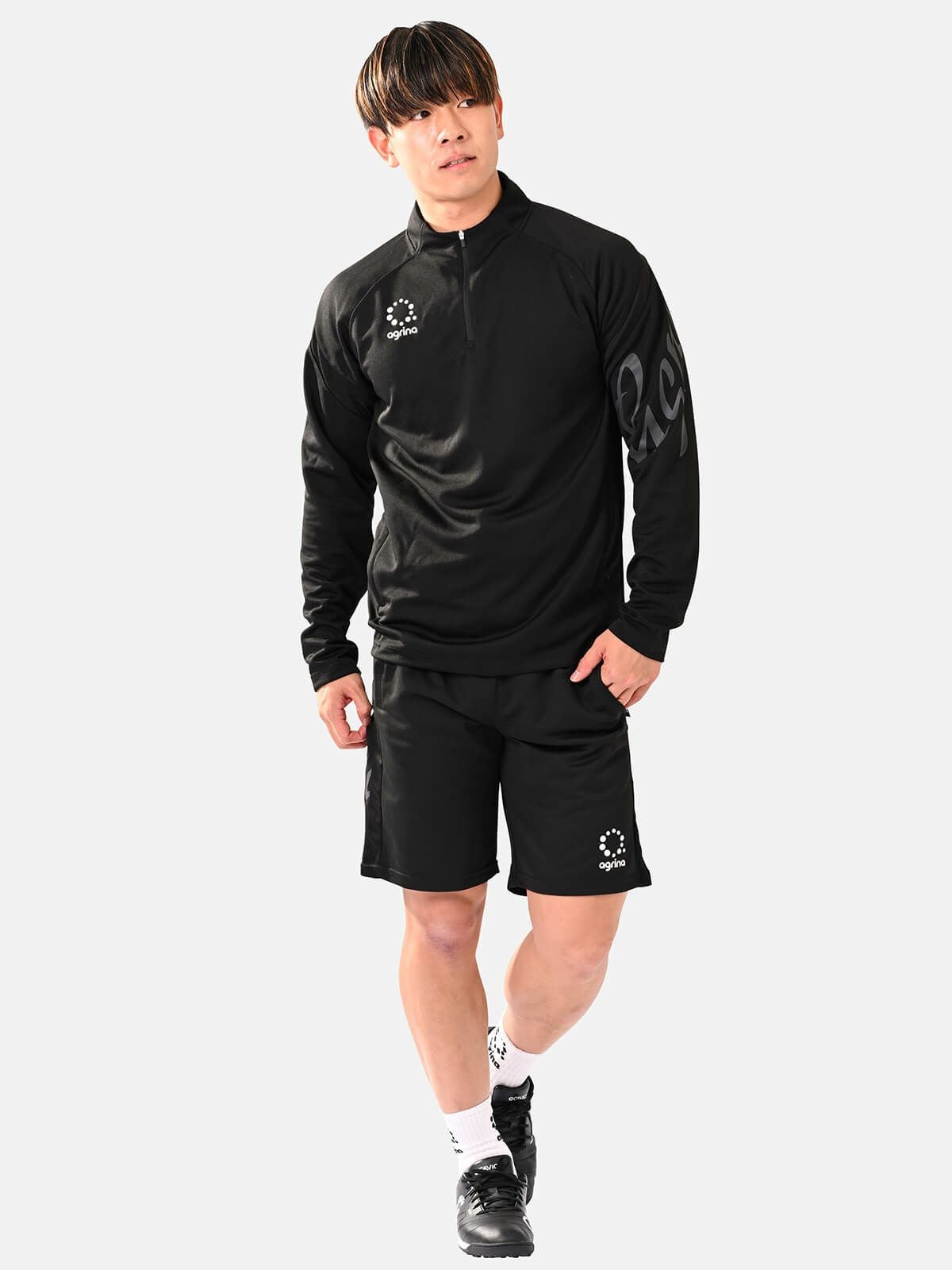 ディセノハーフジップトレーニングジャージトップ Black