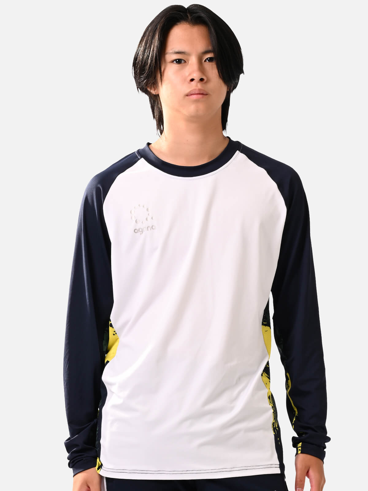 アクティブチェックロングスリーブプラクティスシャツ ag-0908 White x